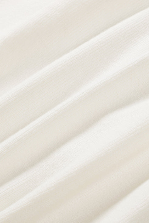 Beige Ruched Sweetheart Neckline Rib Knit Sweater